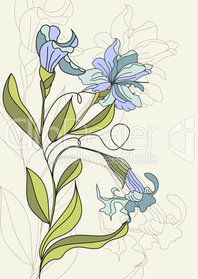illustration with Iris flowers