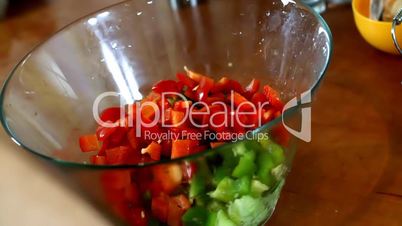 Preparing salad - slow motion shot in 50 fps