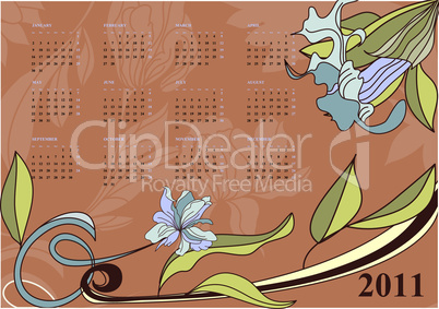 Template for decorative calendar for 2011