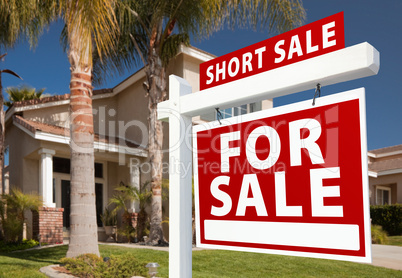 Short Sale Real Estate Sign and House - Right