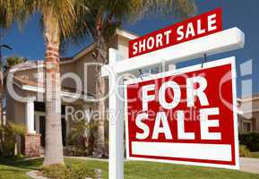 Short Sale Real Estate Sign and House - Right