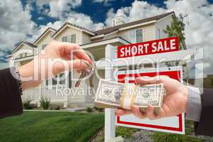 Handing Over Cash For House Keys and Short Sale Sign