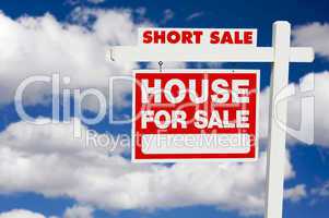 Short Sale Real Estate Sign on Clouds