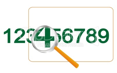 magnifying glass and numbers.