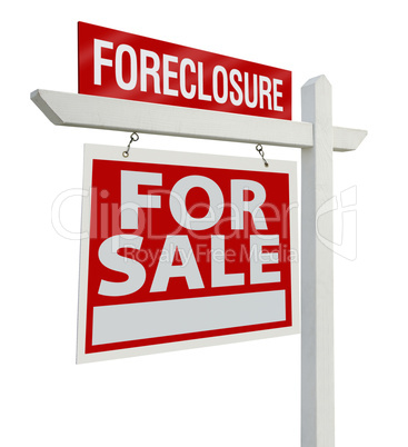 Foreclosure Real Estate Sign Isolated - Left