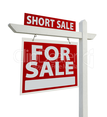 Short Sale Real Estate Sign Isolated - Left