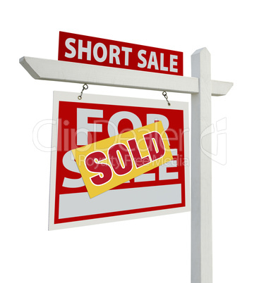 Sold Short Sale Real Estate Sign Isolated - Left
