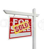 Sold For Sale Real Estate Sign Isolated - Left