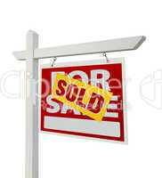 Sold For Sale Real Estate Sign Isolated - Right