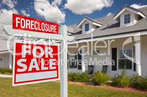 Foreclosure Real Estate Sign and House - Left