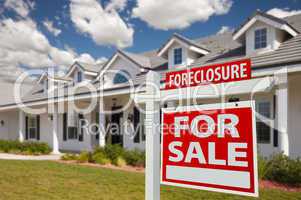 Foreclosure Real Estate Sign and House - Right
