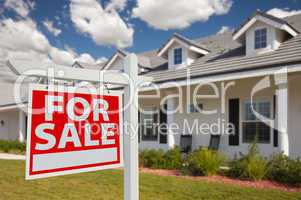 Home For Sale Real Estate Sign and House - Left