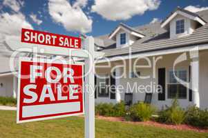 Short Sale Real Estate Sign and House - Left