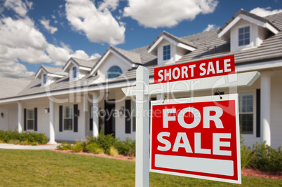 Short Sale Real Estate Sign and House - Right