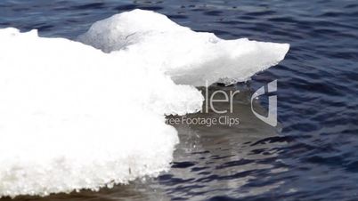 Ice floe on river.