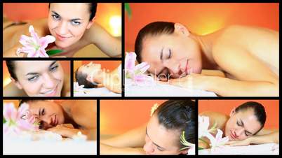 Woman in spa montage