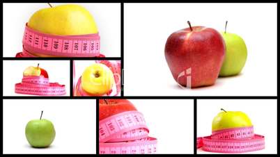 Apples with measuring tape montage loopable