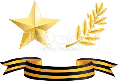 Gold star, laurel branch and George Ribbon