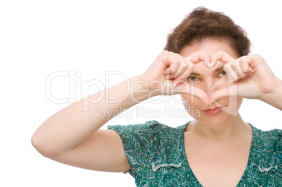 Woman with heart sign