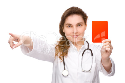 Doctor with red card