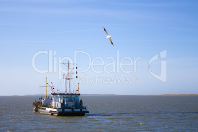 Fischerboot mit Möwe - Fishing boat with seagull