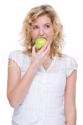 Woman with apple