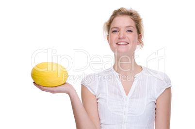 Woman with melon