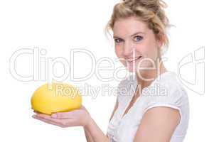 Woman with melon