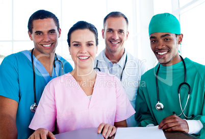 Portrait of a successful medical team at work