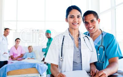 Portrait of a united medical team at work