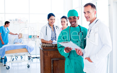Portrait of a serious medical team at work