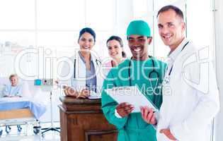 Portrait of a positive medical team at work