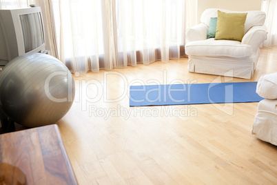 Pilates ball in a living-room
