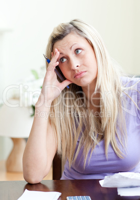 Frustrated woman having financial problems