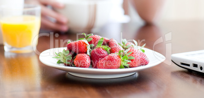 Close-up of a plate of strawberries Close-up of a plate of strawberries