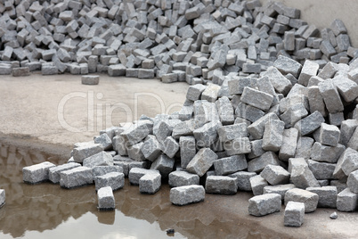 Cobblestones at a constuction site