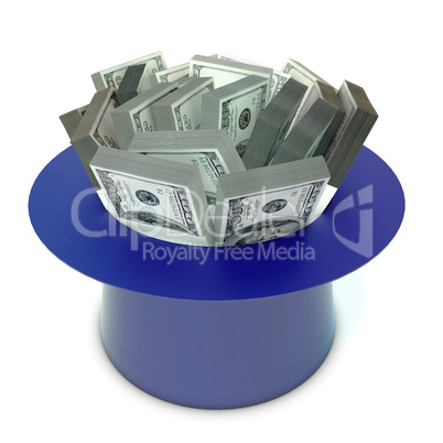 sheaf 100 Dollars banknote in the blue cap