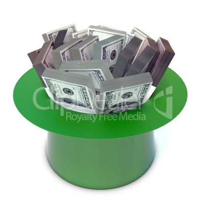 sheaf 100 Dollars banknote in the green cap
