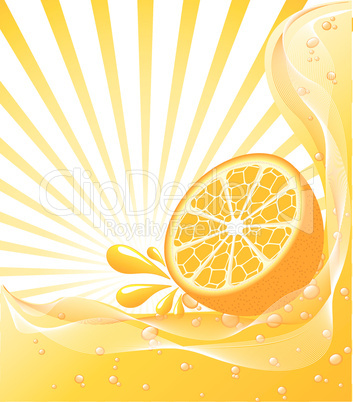 Orange background with a sun.