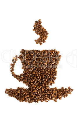 shape cup of coffee beans