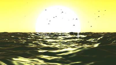 Loopable FullHd 3d sea with great sunset.