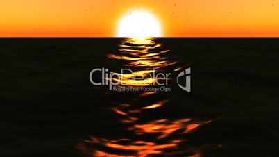 Loopable FullHd 3d sea with great sunset and waves.