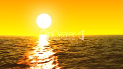 Loopable FullHd 3d sea with great sunset and waves.