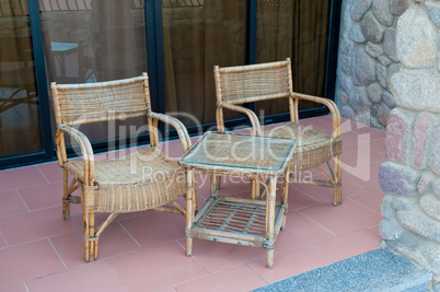 armchair and table