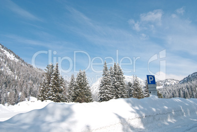 Snow on the Dolomites Mountains, Italy