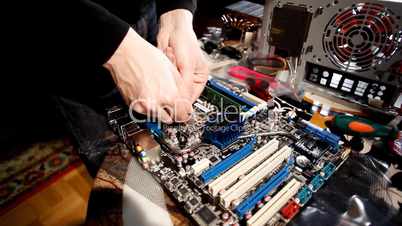 put thermal grease and install cooler