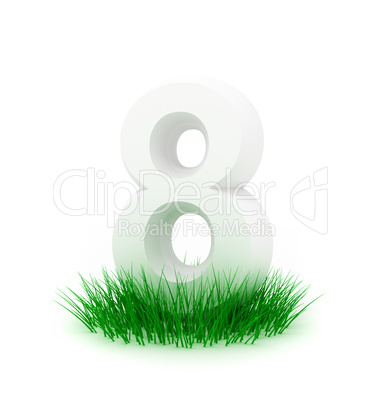Digit eight on a grass