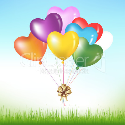 Bunch Of Colorful Heart Shape Balloons