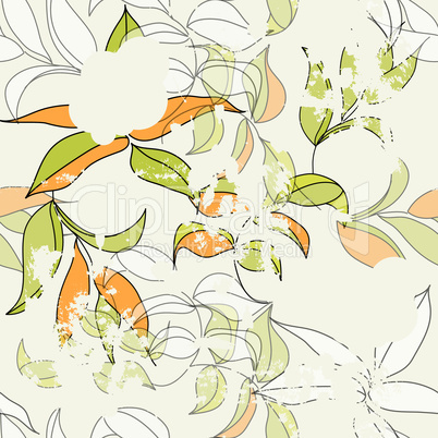 Retro stylized seamless pattern with leaves