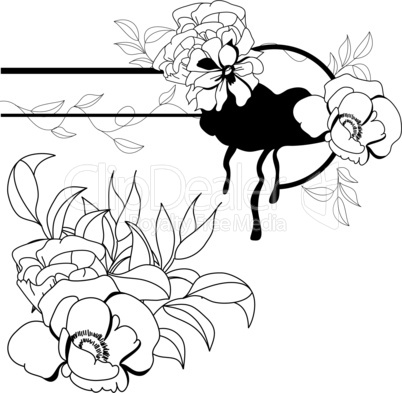 Monochrome illustration with flowers